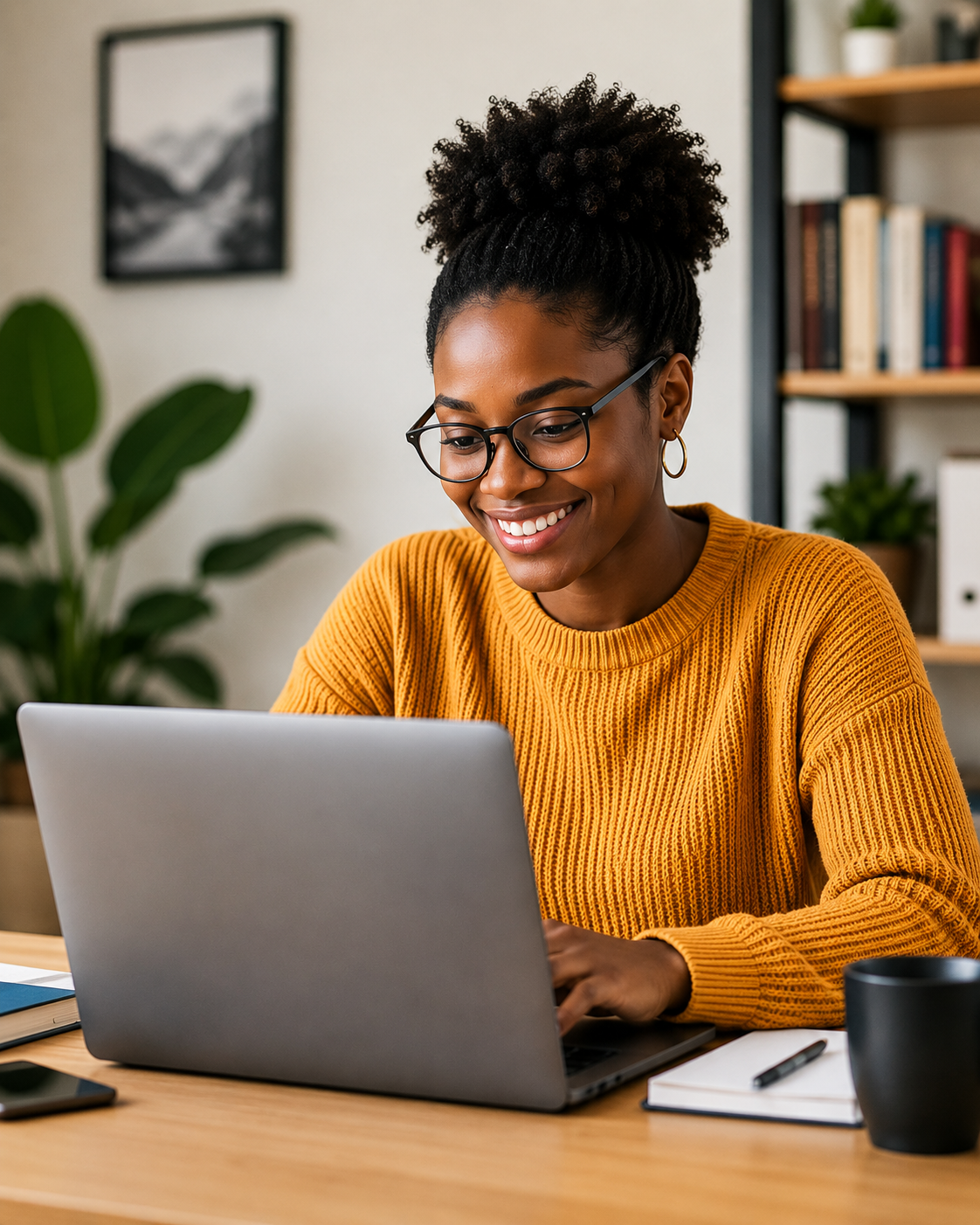 A learner working on a laptop in a professional environment